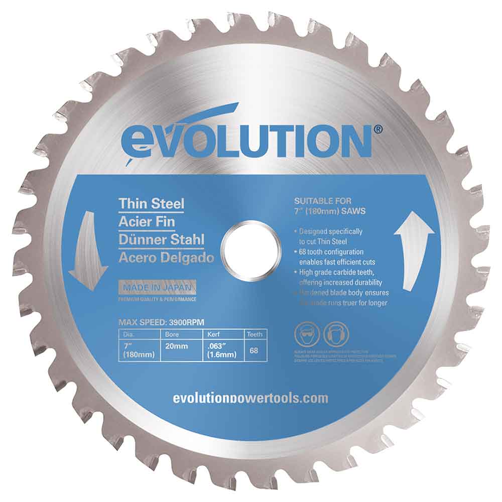 Tarcza TCT do cięcia cienkiej stali Evolution 180 mm 68T