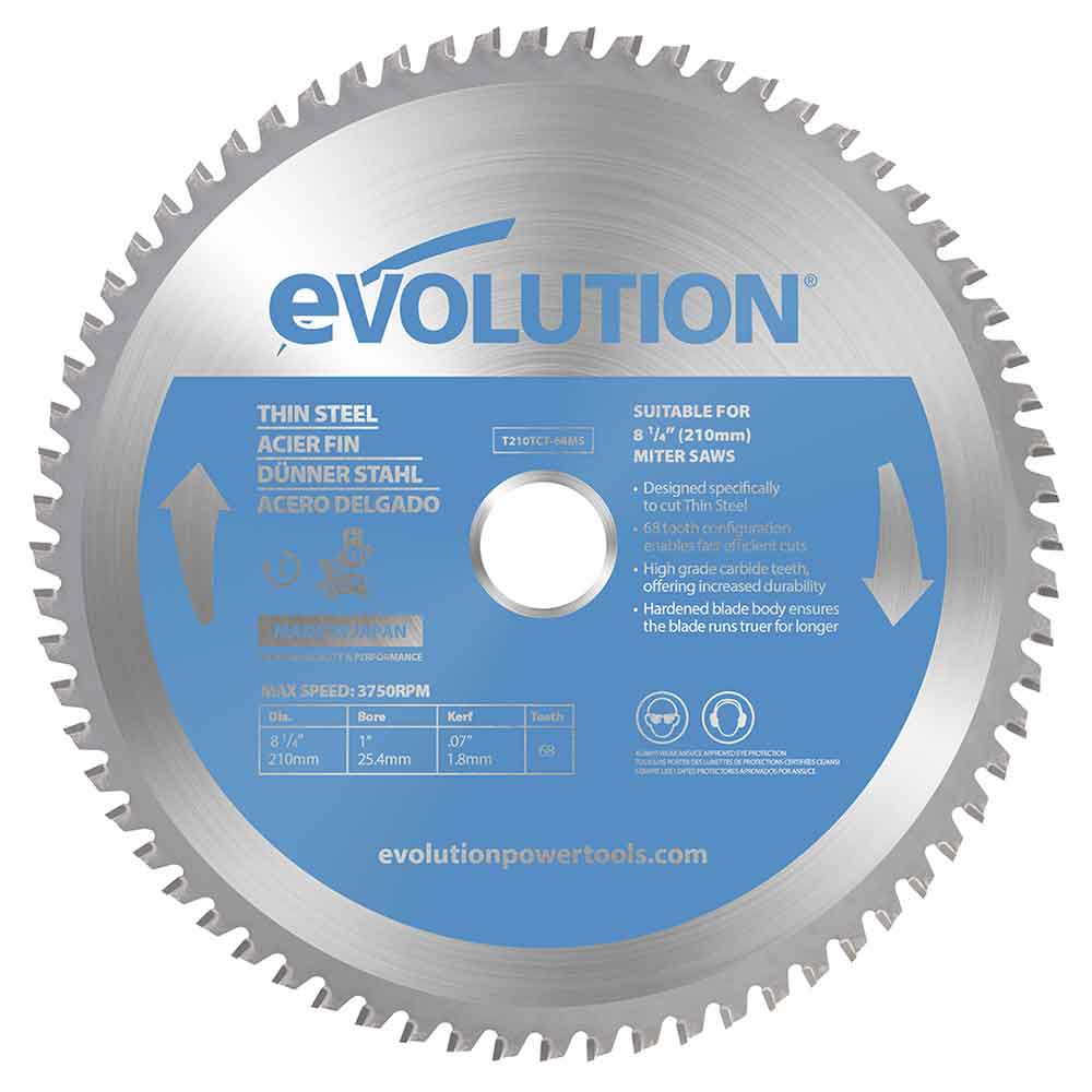 Tarcza TCT do cięcia cienkiej stali Evolution 210 mm 68T