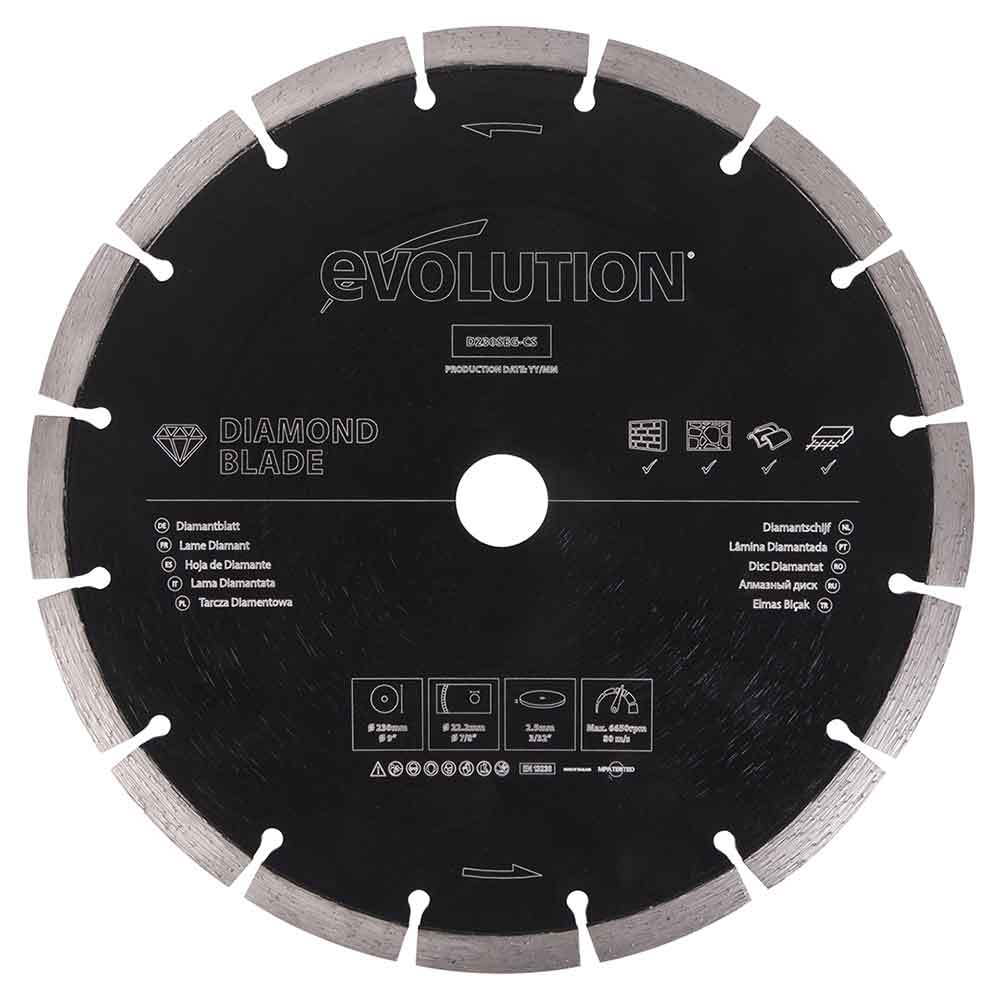 Tarcza diamentowa Evolution 230 mm, segmentowa krawędź, do betonu, kamienia, cegły