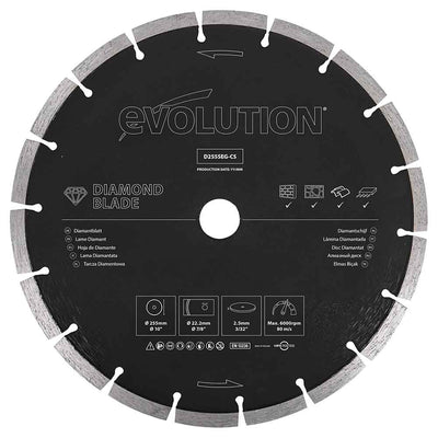 Tarcza diamentowa Evolution 255 mm, segmentowa krawędź, do betonu, kamienia, cegły