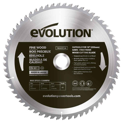 Tarcza TCT do cięcia cienkiego drewna Evolution 255 mm 60T