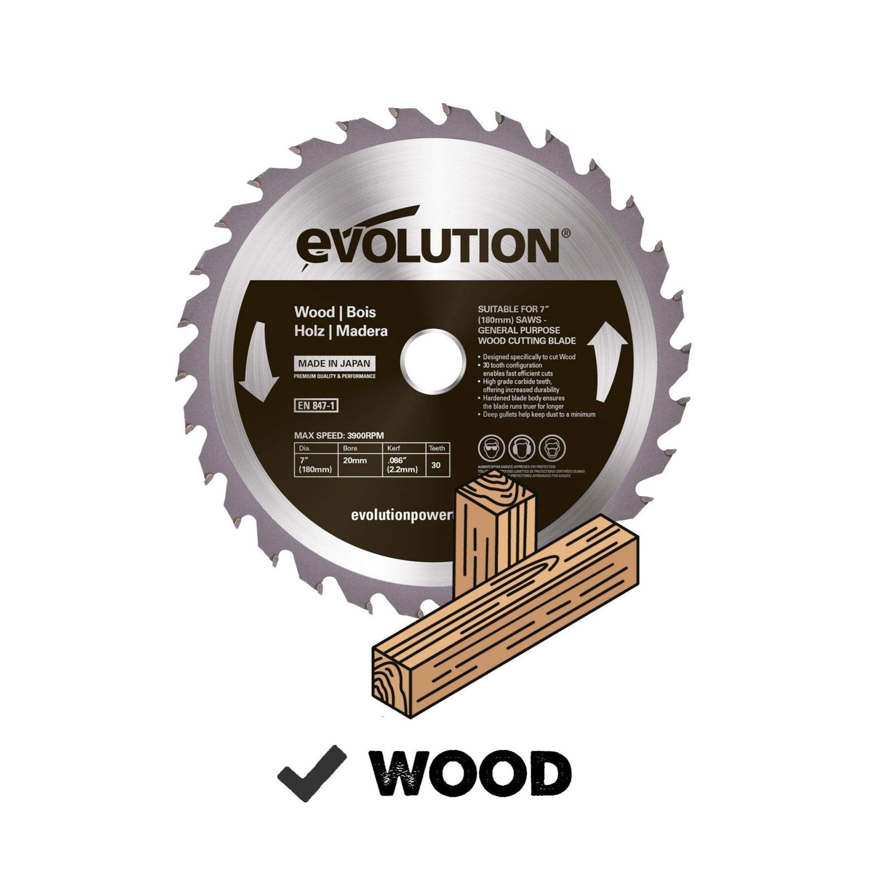Tarcza TCT do cięcia cienkiego drewna Evolution 185mm 40T