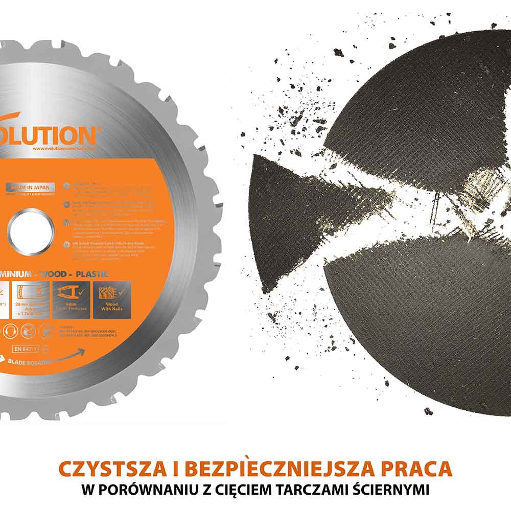 Przecinarka do metalu Evolution RAGE4 185 mm z tarczą wielomateriałową