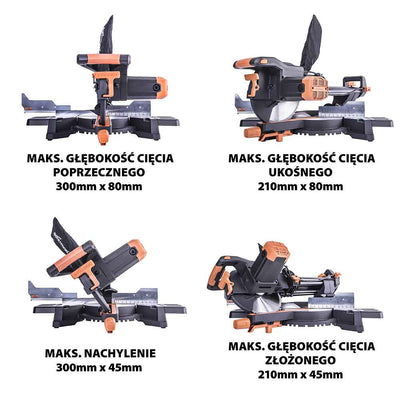 Piła ukośnica Evolution R255SMS+ 255 mm z wielomateriałową tarczą TCT