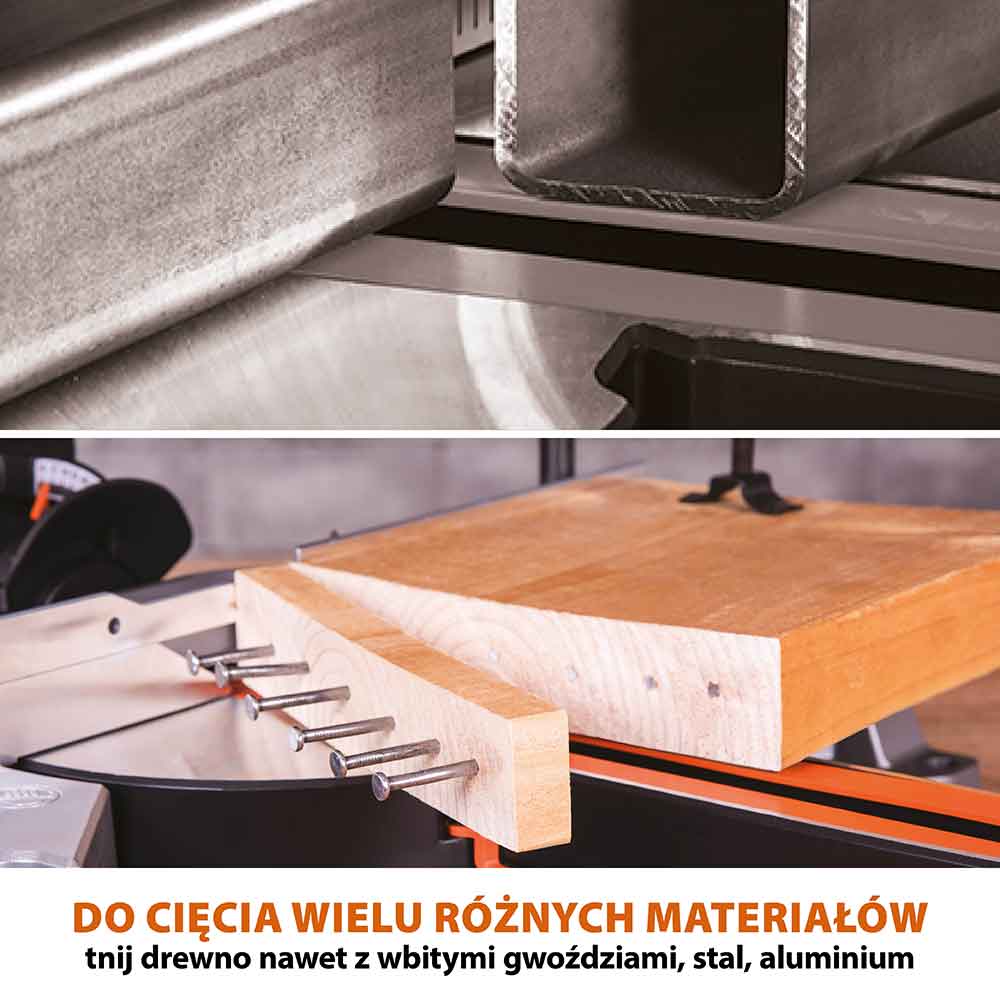 Piła ukośnica Evolution R210SMS-300+ 210 mm z wielomateriałową tarczą TCT