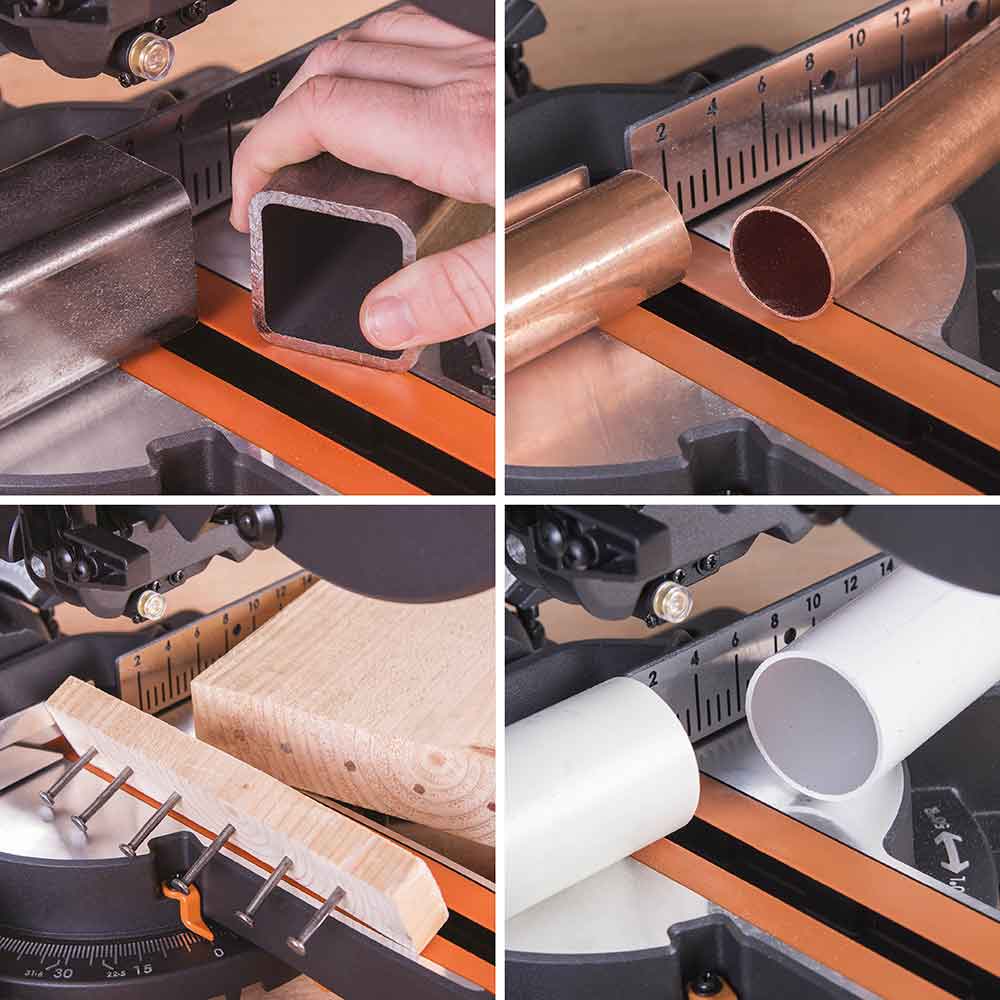 Piła ukośnica Evolution R210SMS-300+ 210 mm z wielomateriałową tarczą TCT