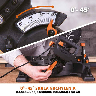 Piła ukośnica Evolution R210SMS-300+ 210 mm z wielomateriałową tarczą TCT