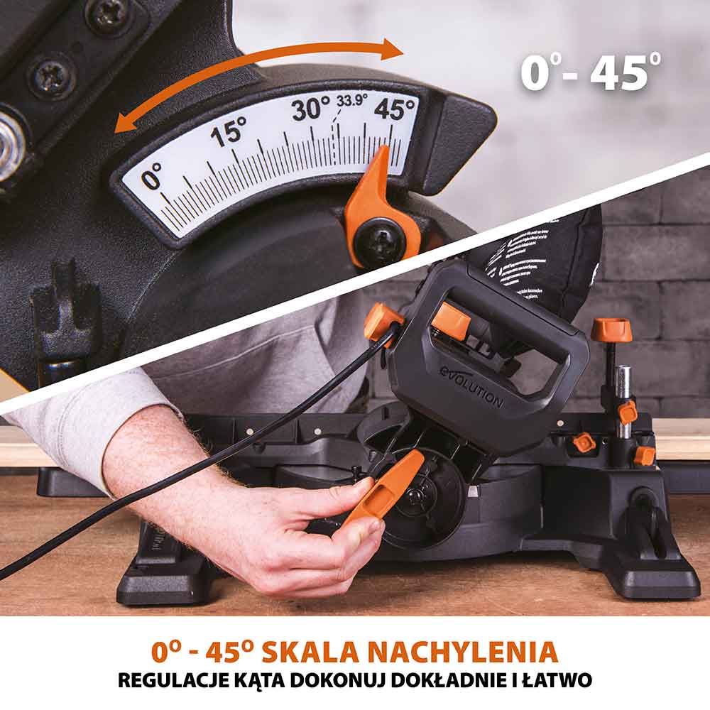 Piła ukośnica Evolution R210SMS-300+ 210 mm z wielomateriałową tarczą TCT