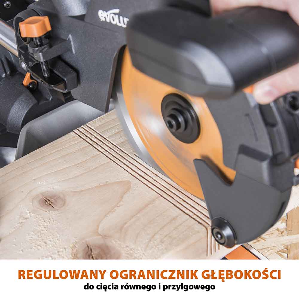 Piła ukośnica Evolution R210SMS-300+ 210 mm z wielomateriałową tarczą TCT