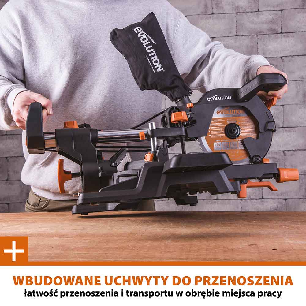Piła ukośnica Evolution R210SMS-300+ 210 mm z wielomateriałową tarczą TCT