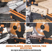 Piła ukośnica Evolution R255SMS-DB+ 255 mm z wielomateriałową tarczą TCT