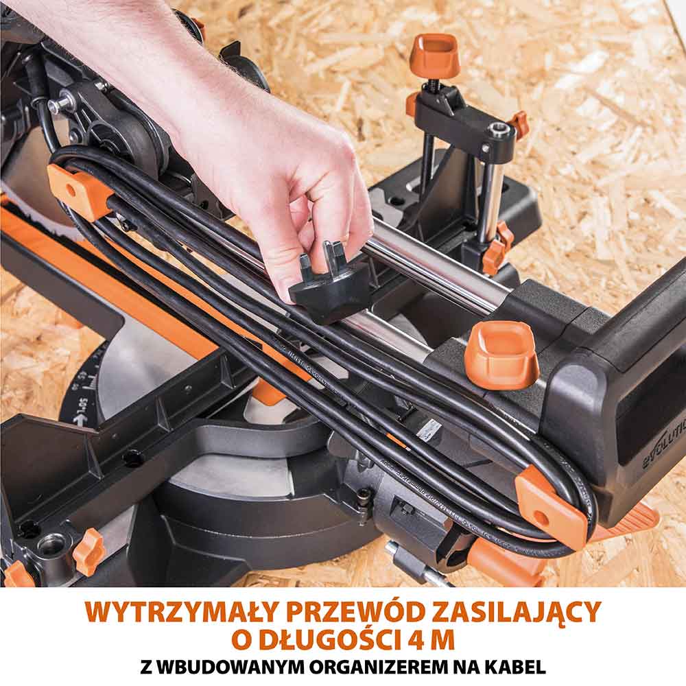 Piła ukośnica Evolution R255SMS-DB+ 255 mm z wielomateriałową tarczą TCT