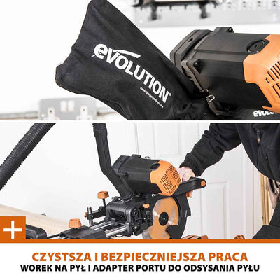 Piła ukośnica Evolution R255SMS-DB+ 255 mm z wielomateriałową tarczą TCT
