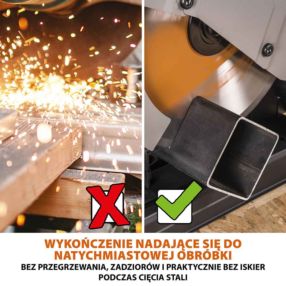 Przecinarka do metalu Evolution R355CPS 355 mm z tarczą wielomateriałową + stojak