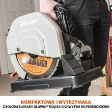 Przecinarka do metalu Evolution R355CPS 355 mm z tarczą wielomateriałową + stojak