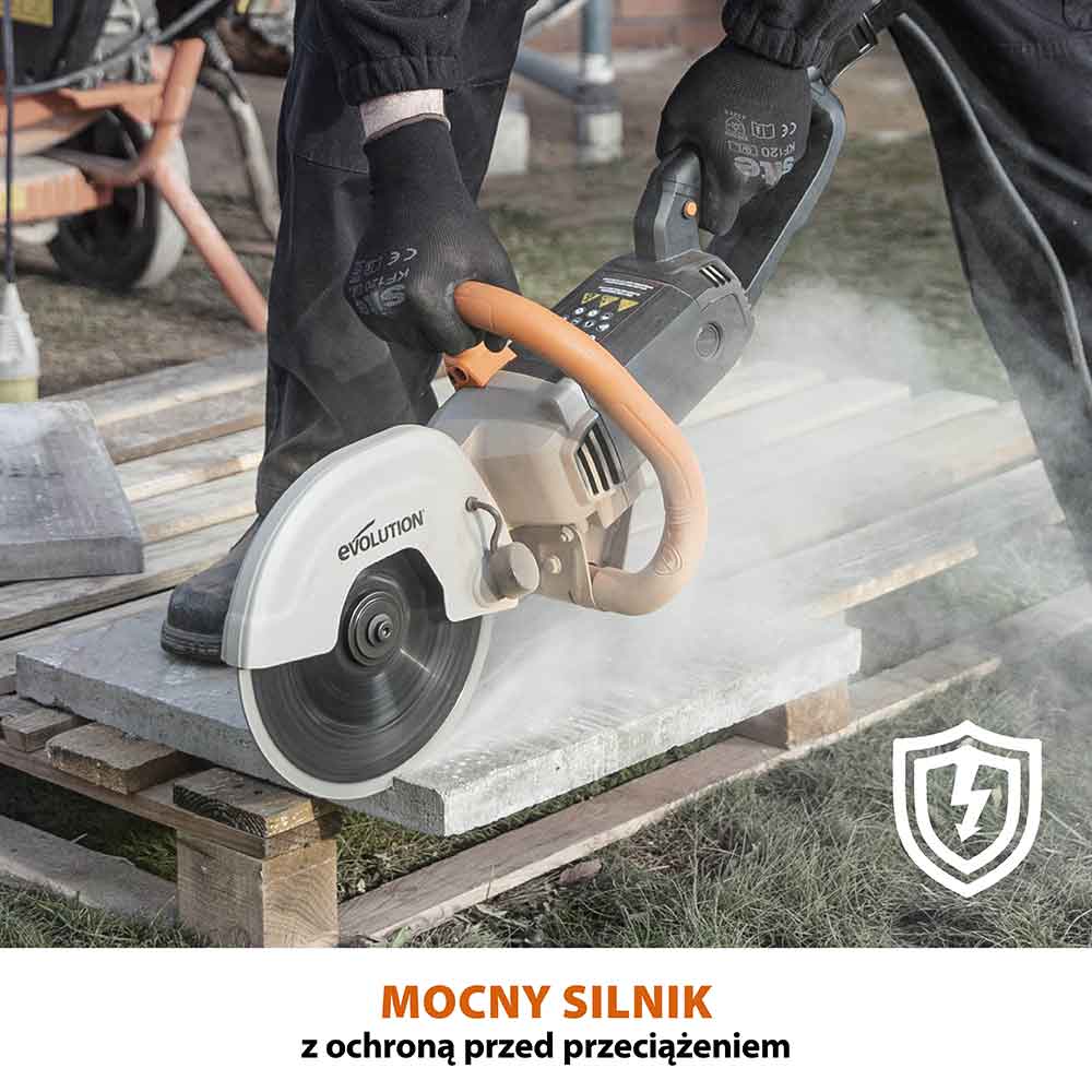 Elektryczna przecinarka tarczowa do betonu Evolution R230DCT 230 mm z tarczą diamentową