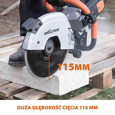 Elektryczna przecinarka tarczowa do betonu Evolution R300DCT 300 mm z tarczą diamentową