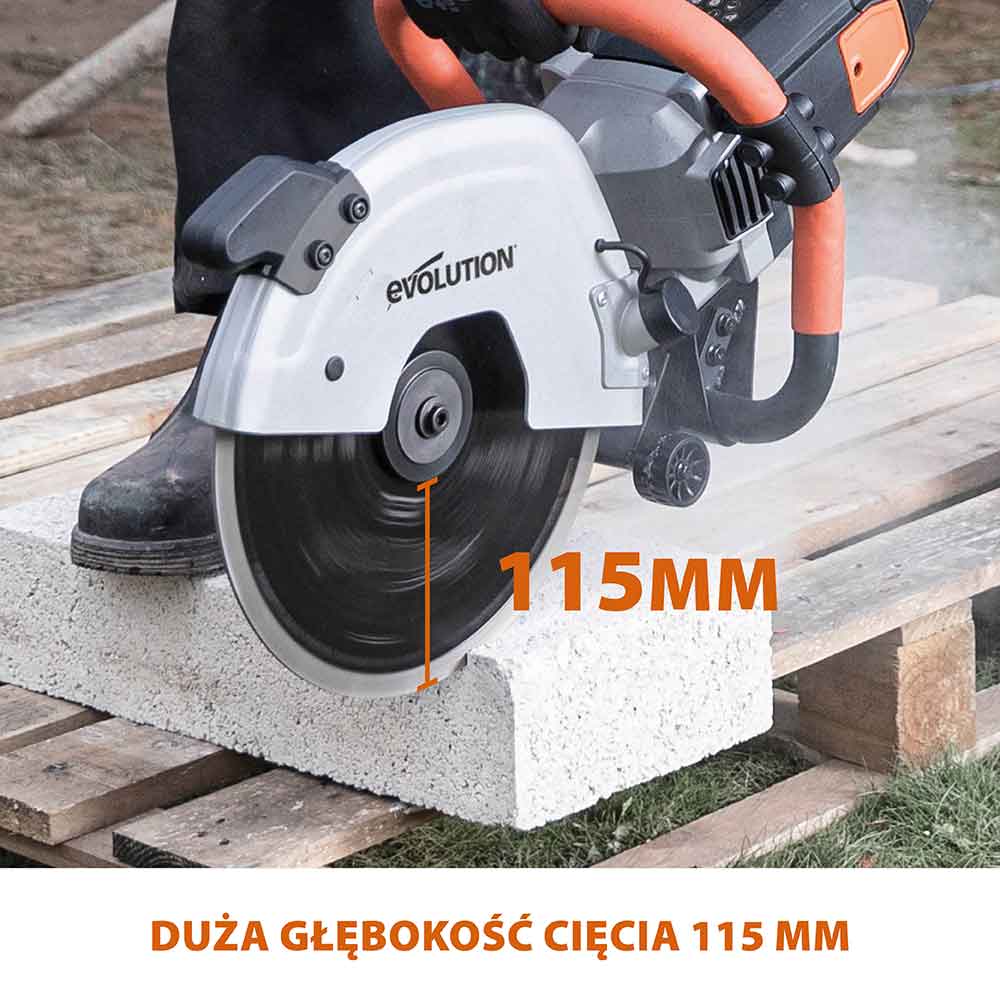 Elektryczna przecinarka tarczowa do betonu Evolution R300DCT 300 mm z tarczą diamentową
