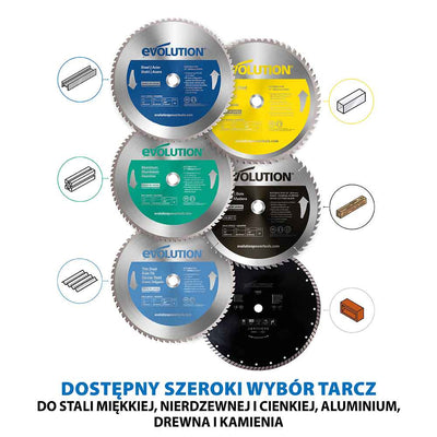 Przecinarka do metalu Evolution S355CPS 355 mm z tarczą do cięcia metalu + stojak