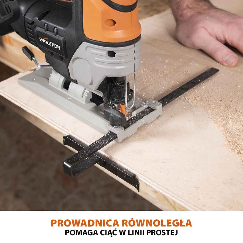 Bezprzewodowa wyrzynarka z akumulatorem litowo-jonowym 18 V EXT Li-Ion R90JGS-Li firmy Evolution z tarczą do cięcia różnych materiałów