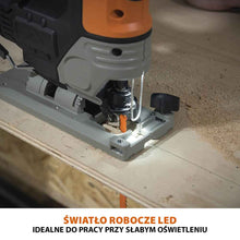 Bezprzewodowa wyrzynarka z akumulatorem litowo-jonowym 18 V EXT Li-Ion R90JGS-Li firmy Evolution z tarczą do cięcia różnych materiałów