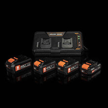 Bezprzewodowa szybka ładowarka z dwiema stacjami dokującymi firmy Evolution z akumulatorem litowo-jonowym 18 V EXT