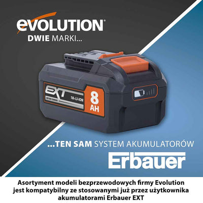 Bezprzewodowy akumulator litowo-jonowy Evolution 18V 8Ah EXT R18BAT-Li8