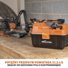 Bezprzewodowy odkurzacz do warsztatu z akumulatorem litowo-jonowym Evolution 18 V EXT Li-Ion R11VAC-Li z funkcją odkurzania na mokro i sucho