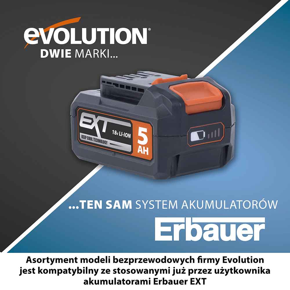 Bezprzewodowy akumulator litowo-jonowy Evolution 18V 5Ah EXT R18BAT-Li5
