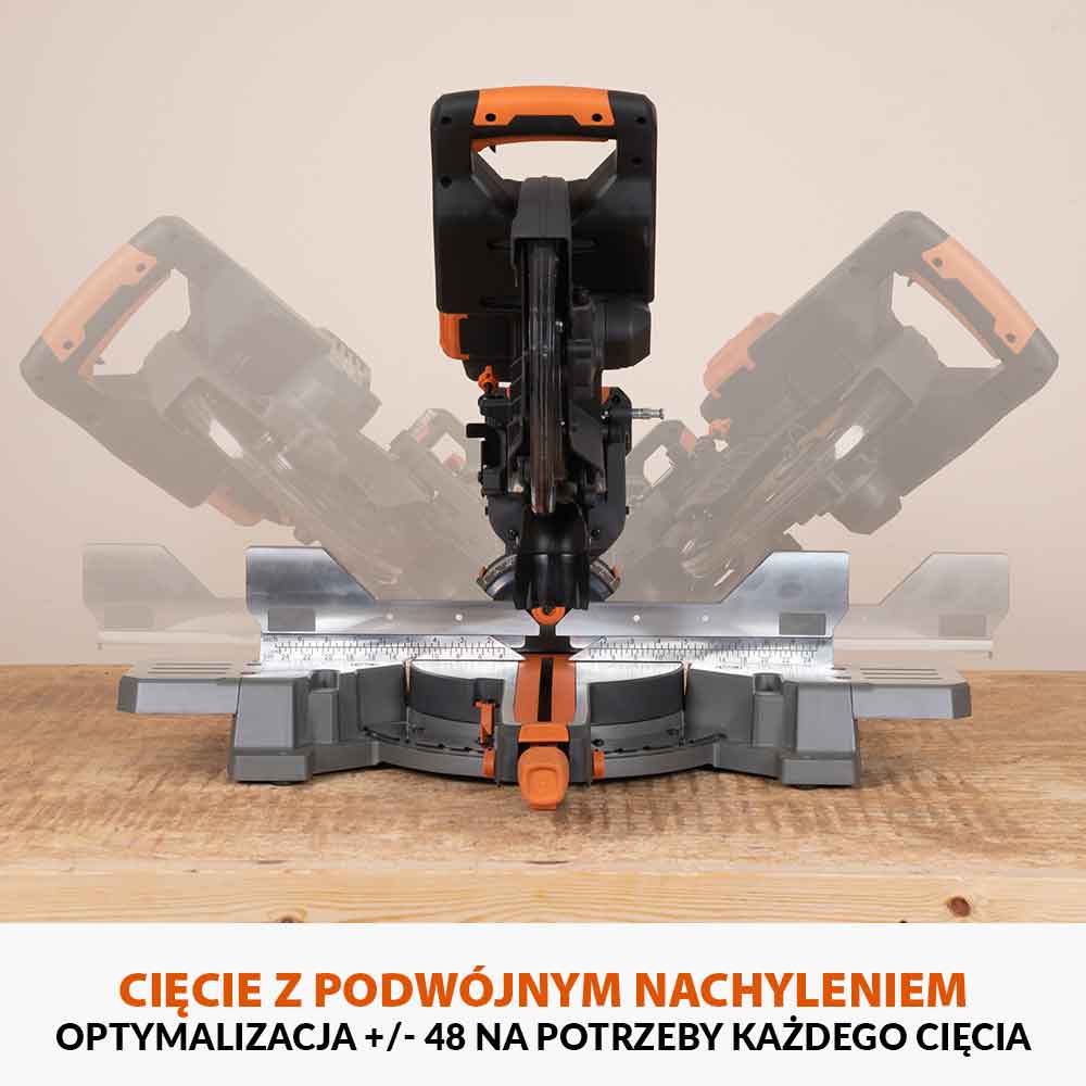 Akumulatorowa piła ukośnica R255SMS-DB-Li 18V EXT Li-Ion 255 mm z wielomateriałową tarczą TCT