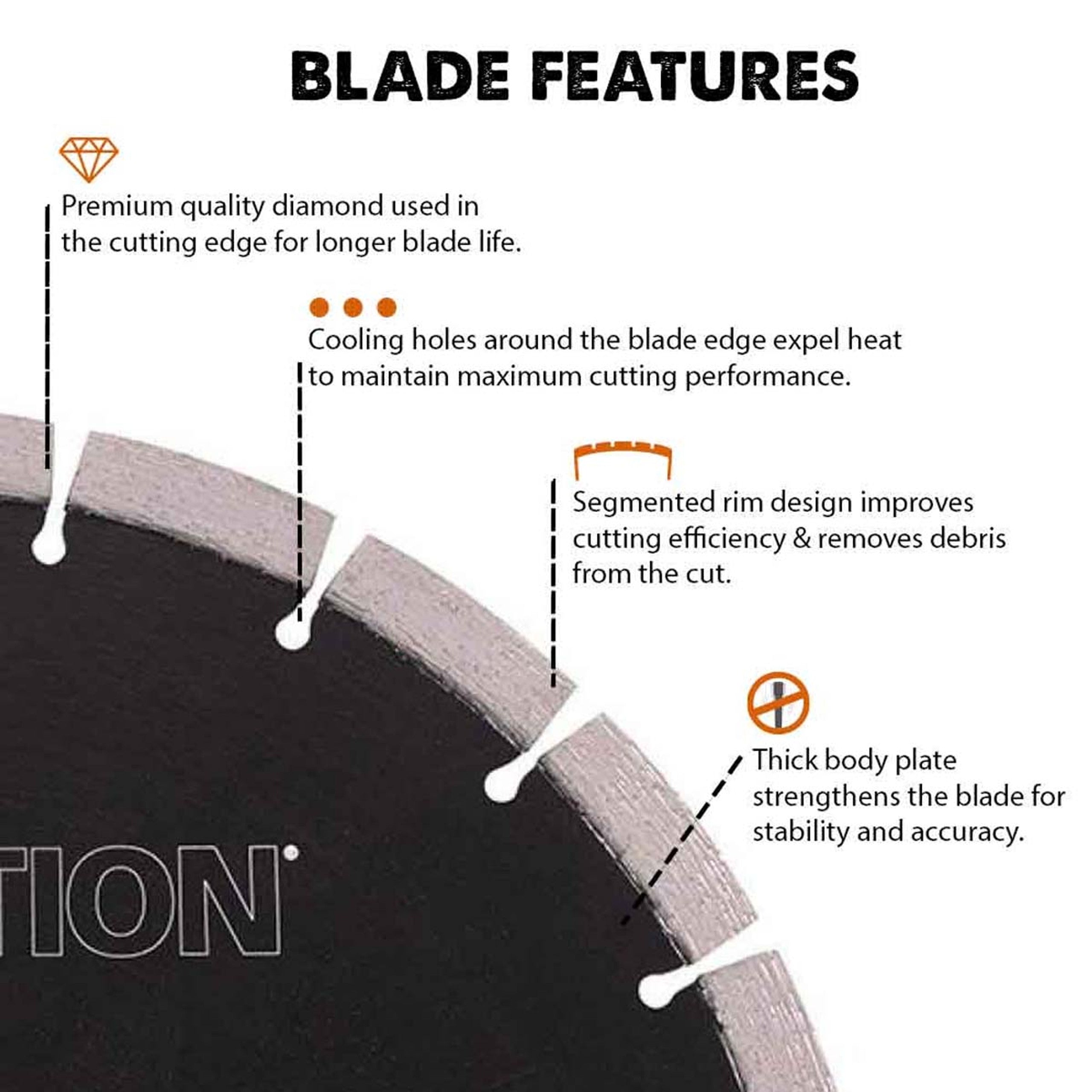 Tarcza diamentowa Evolution 255 mm, segmentowa krawędź, do betonu, kamienia, cegły