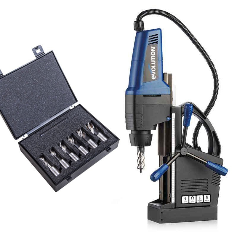 Pakiet wiertarka magnetyczna 42mm Evolution EVOMAG42 + Zestaw 6 rdzeni 12 mm 14 mm 16 mm 18 mm 20 mm 22 mm, długość 25 mm