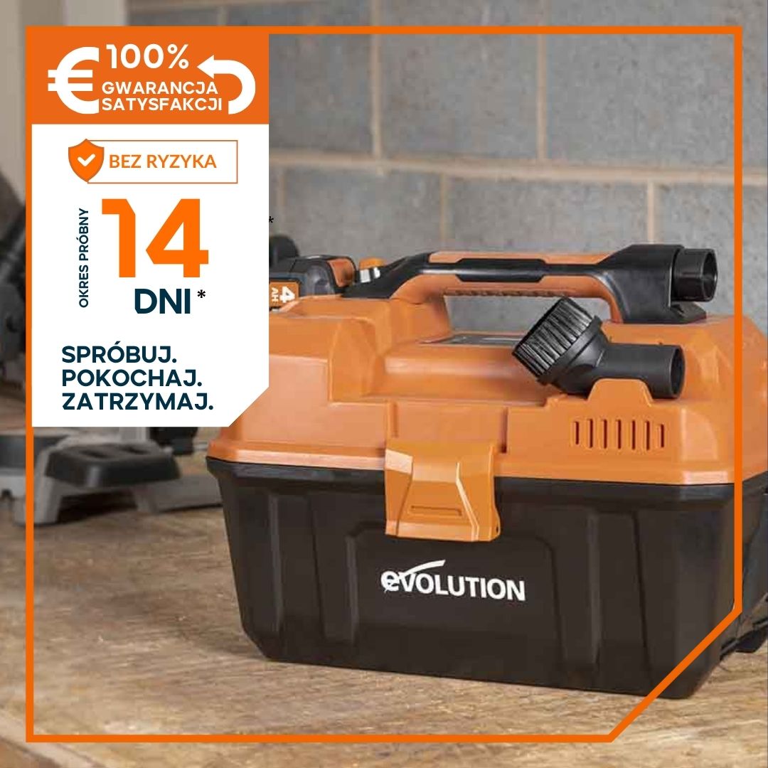 Bezprzewodowy odkurzacz do warsztatu z akumulatorem litowo-jonowym Evolution 18 V EXT Li-Ion R11VAC-Li z funkcją odkurzania na mokro i sucho