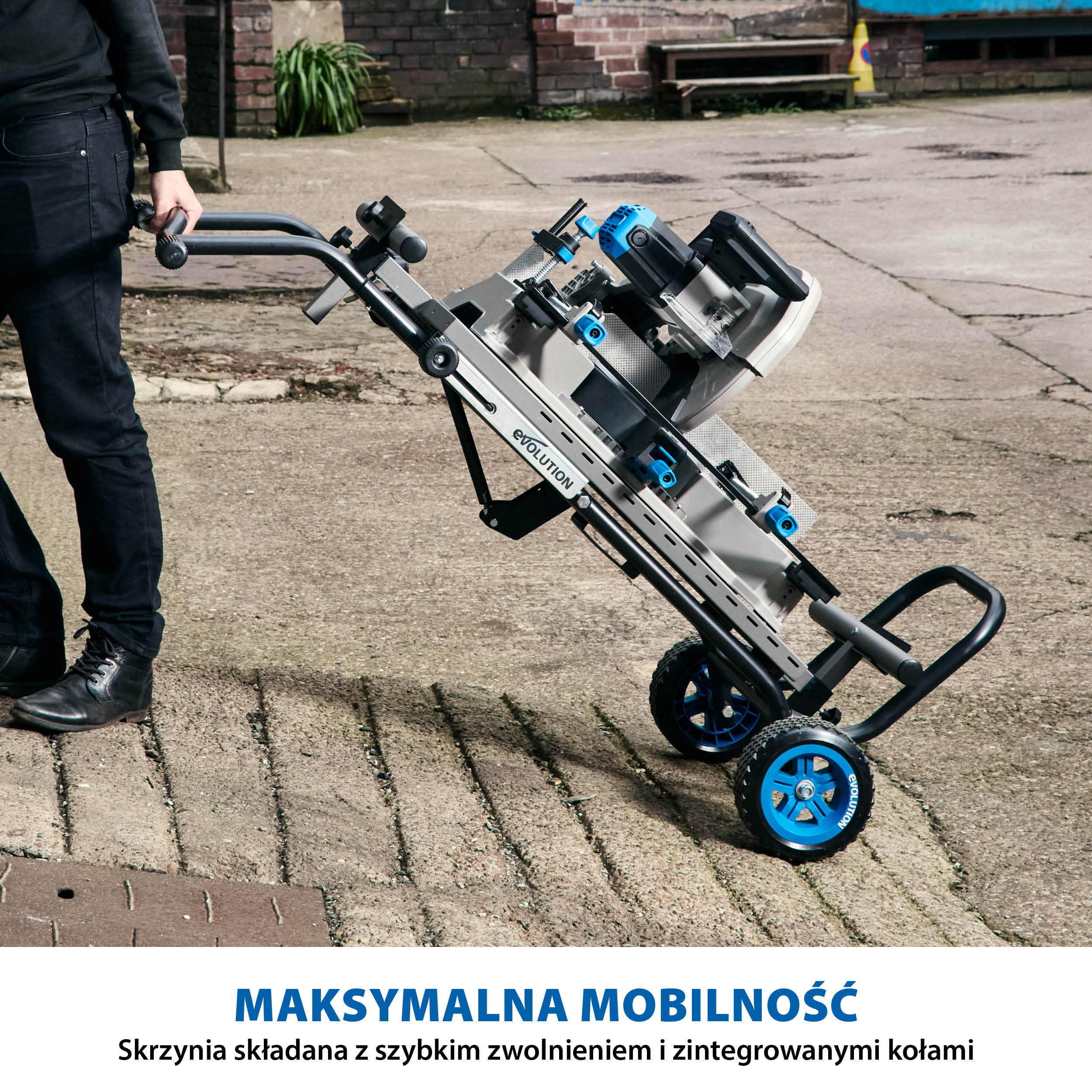 Przecinarka do metalu Evolution S355MCS 355 mm + stojak mobilny z systemem PowerLift Assist