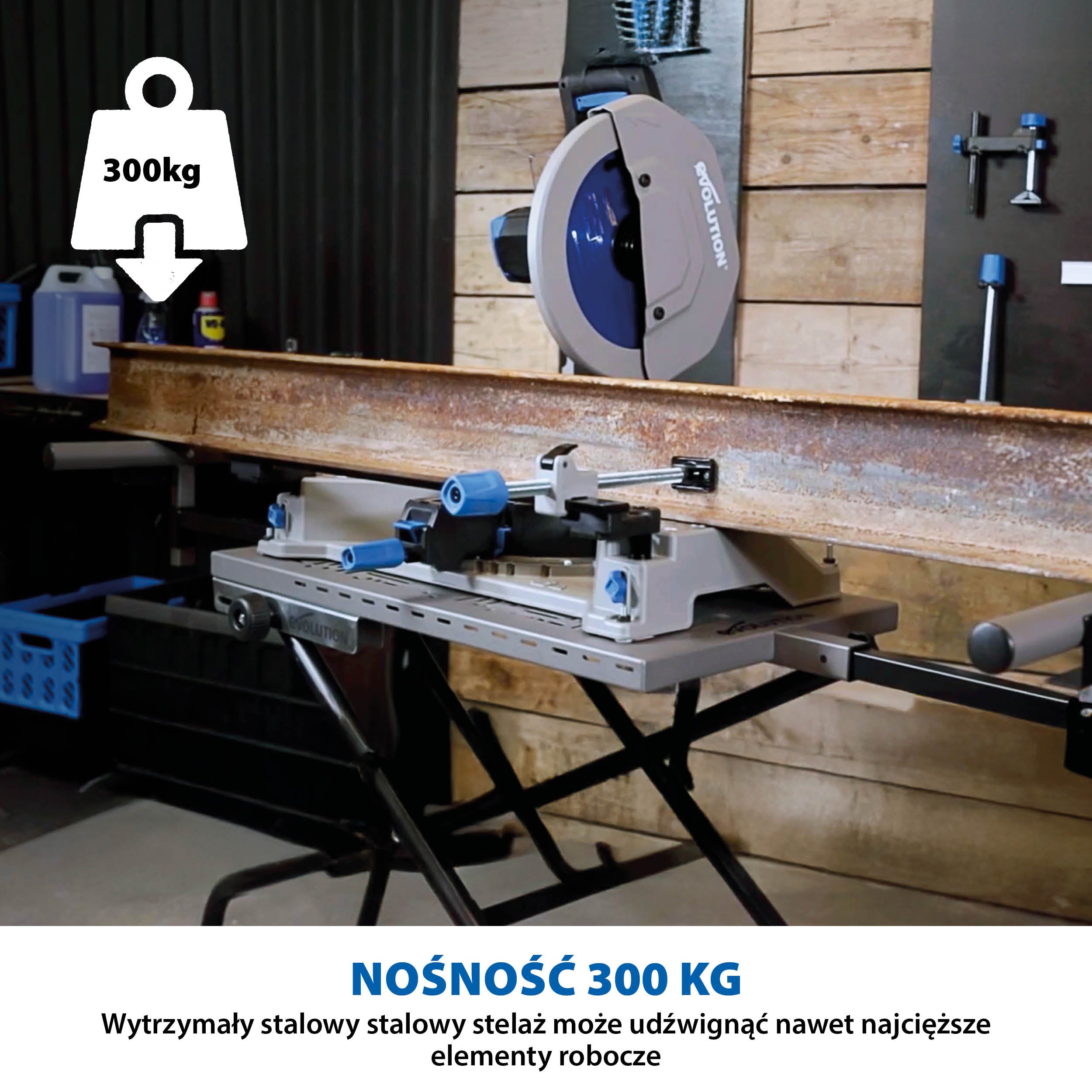 Przecinarka do metalu Evolution S355MCS 355 mm + stojak mobilny z systemem PowerLift Assist