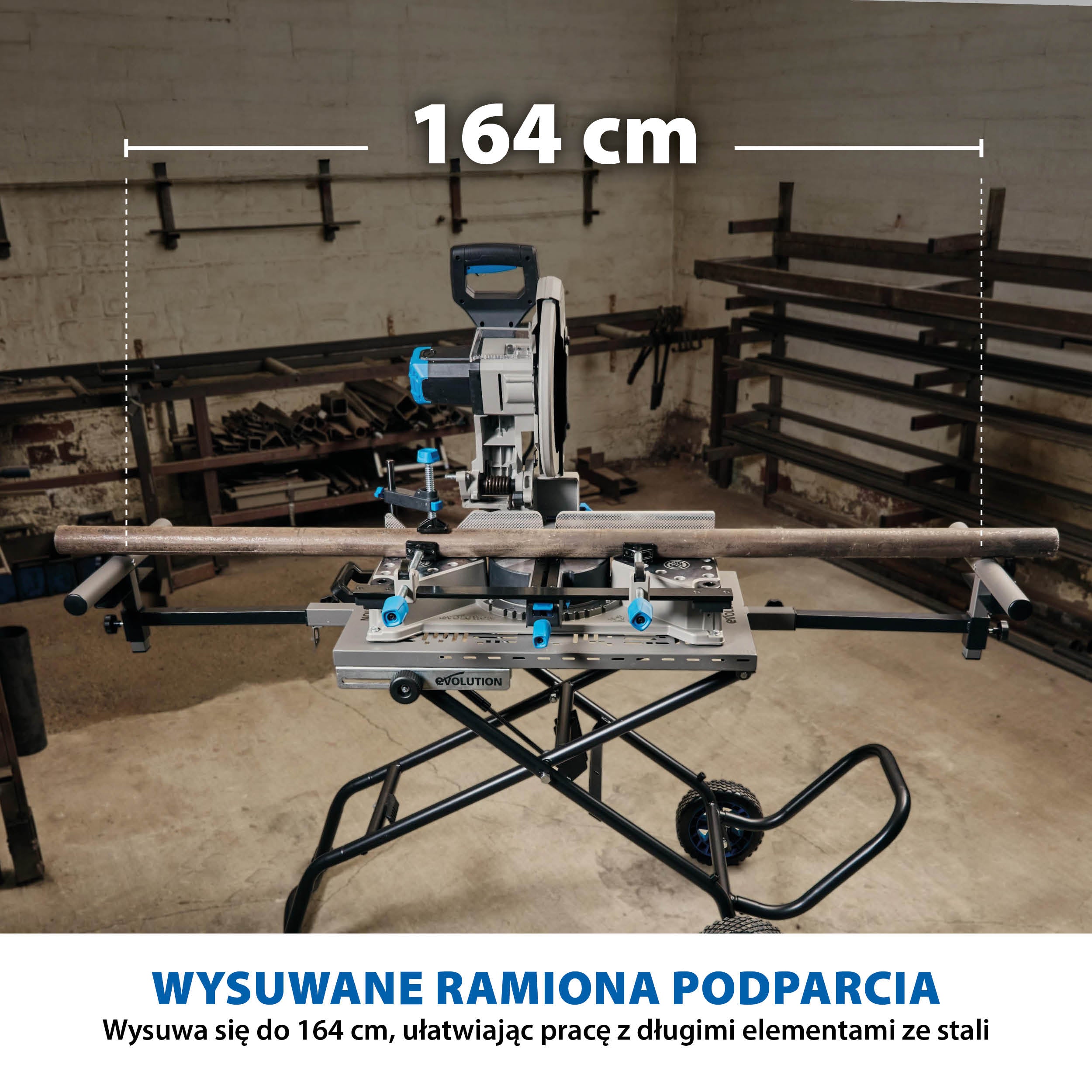 Przecinarka do metalu Evolution S355MCS 355 mm + stojak mobilny z systemem PowerLift Assist