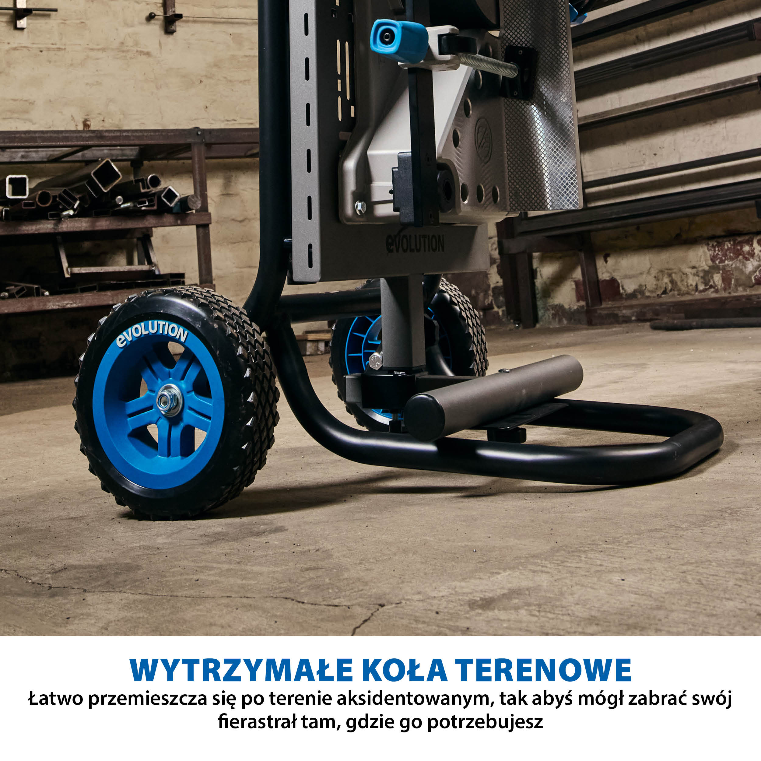 Przecinarka do metalu Evolution S355MCS 355 mm + stojak mobilny z systemem PowerLift Assist