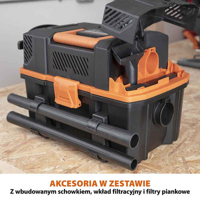 Odkurzacz warsztatowy do pracy na mokro i na sucho Evolution R15VAC 1000 W z przystawką odbioru mocy 1700 W