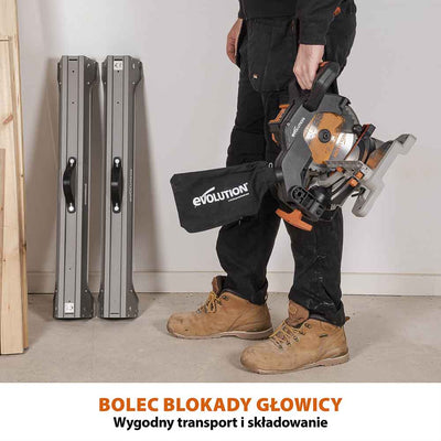 Akumulatorowa piła ukośnica Evolution R185CMS-Li 18V EXT Li-Ion 185 mm z wielomateriałową tarczą TCT