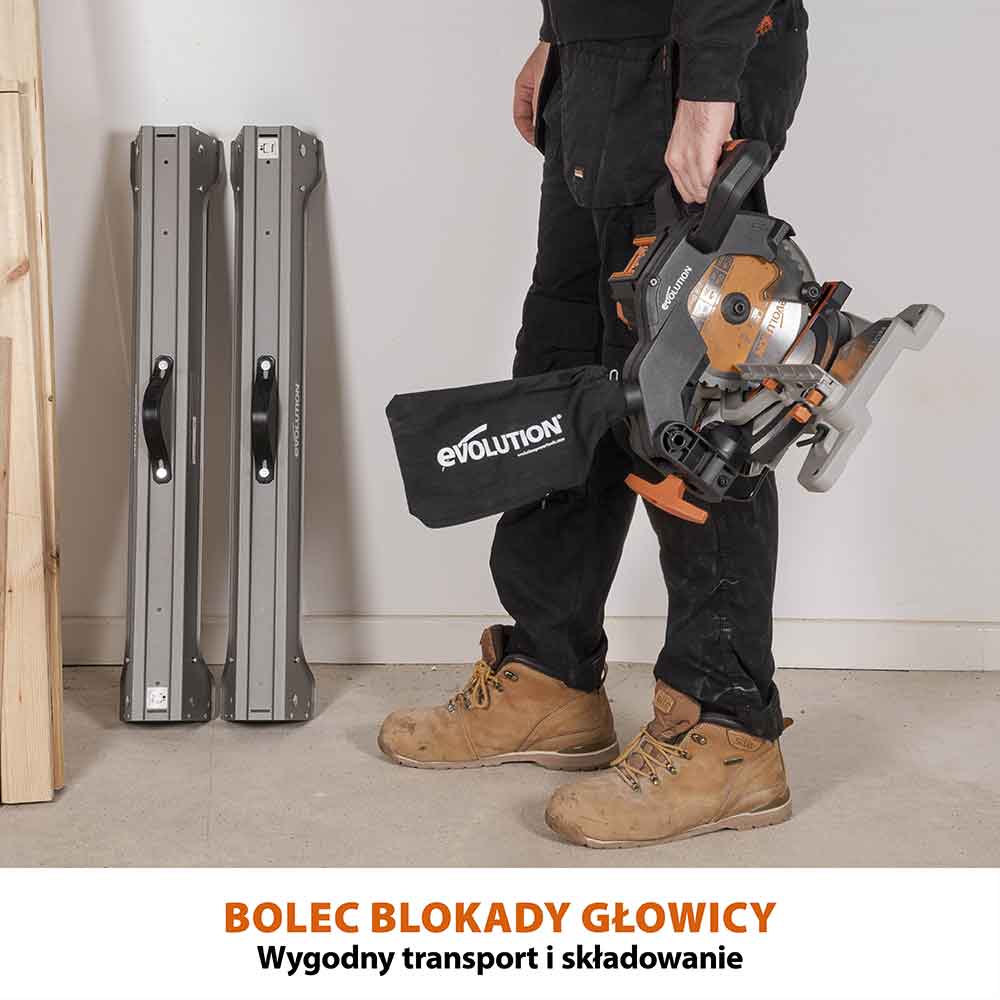 Akumulatorowa piła ukośnica Evolution R185CMS-Li 18V EXT Li-Ion 185 mm z wielomateriałową tarczą TCT