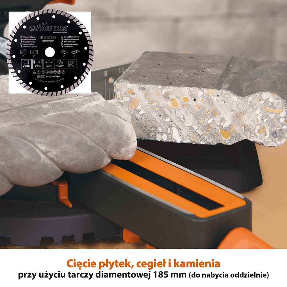 Piła ukośnica Evolution R185SMS+ 185 mm z wielomateriałową tarczą TCT