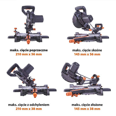 Piła ukośnica Evolution R185SMS+ 185 mm z wielomateriałową tarczą TCT