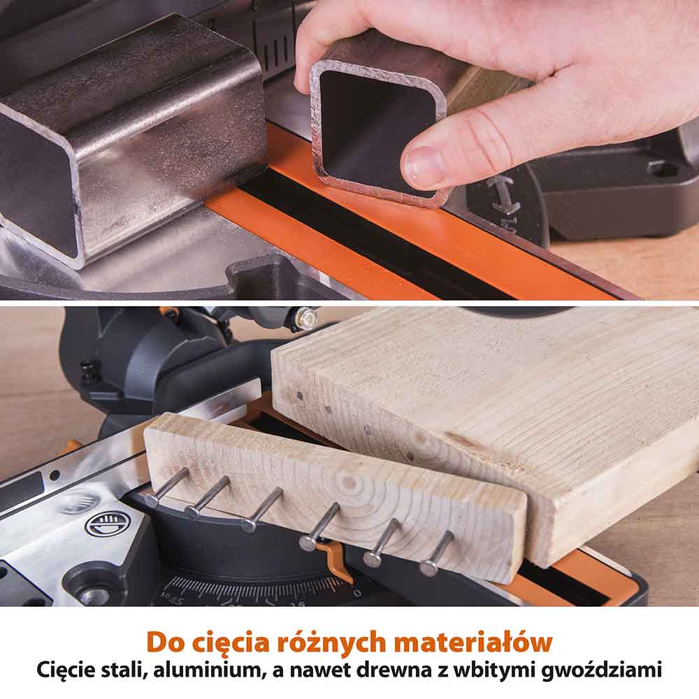 Piła ukośnica Evolution R210SMS+ 210 mm z wielomateriałową tarczą TCT