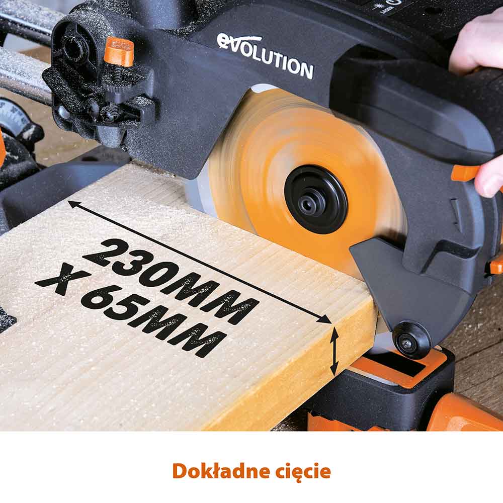 Piła ukośnica Evolution R210SMS+ 210 mm z wielomateriałową tarczą TCT