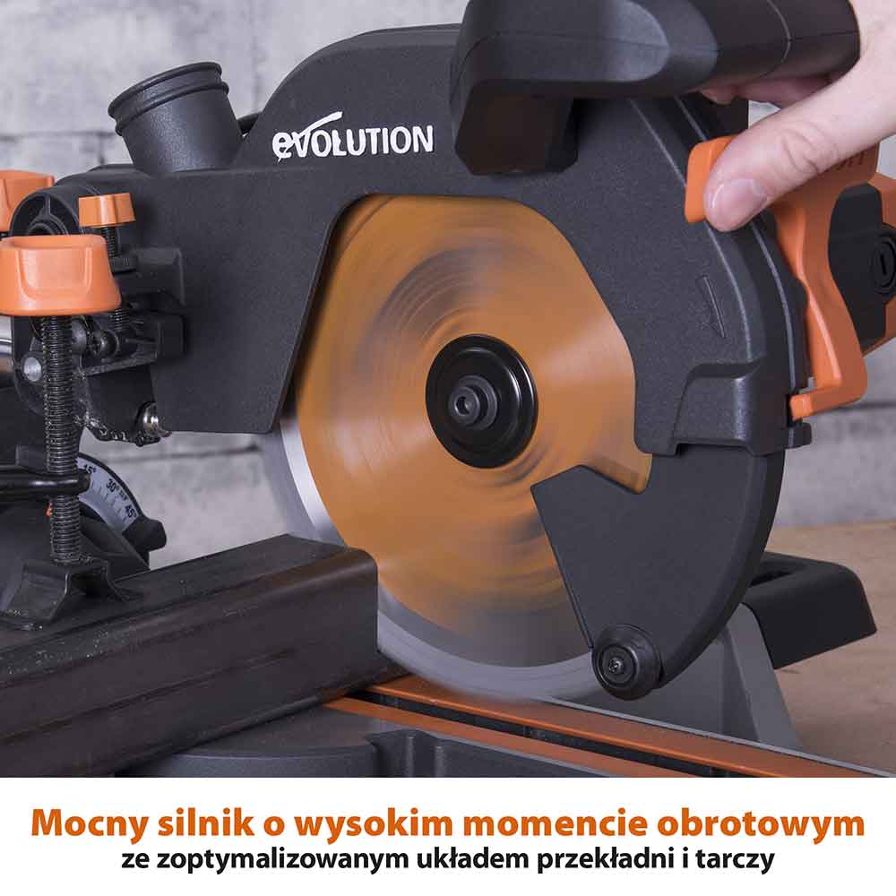 Piła ukośnica Evolution R210SMS+ 210 mm z wielomateriałową tarczą TCT