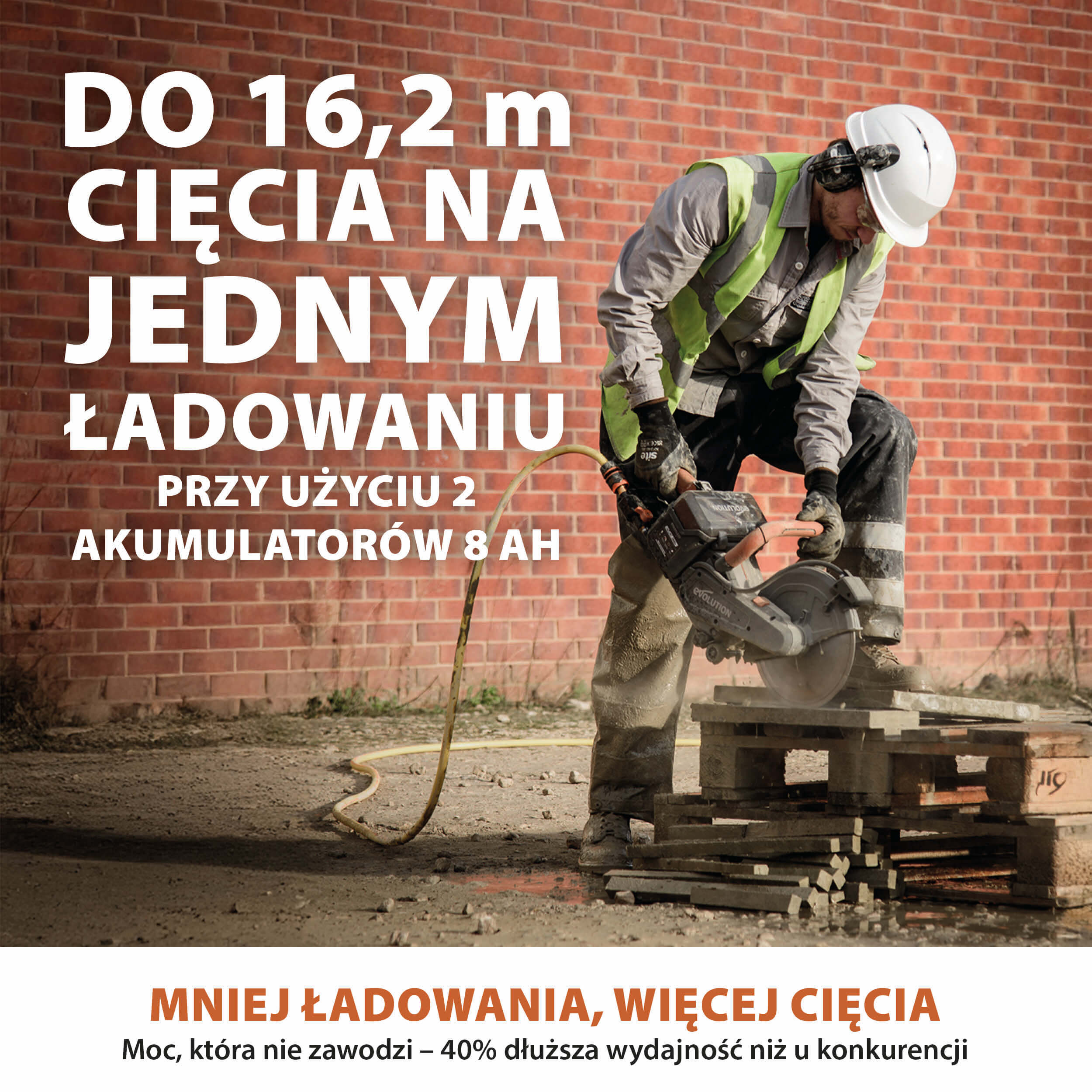 Elektryczna przecinarka tarczowa do betonu Evolution R260DCT-Li z Automatycznym Systemem Zraszania i Akumulatorem