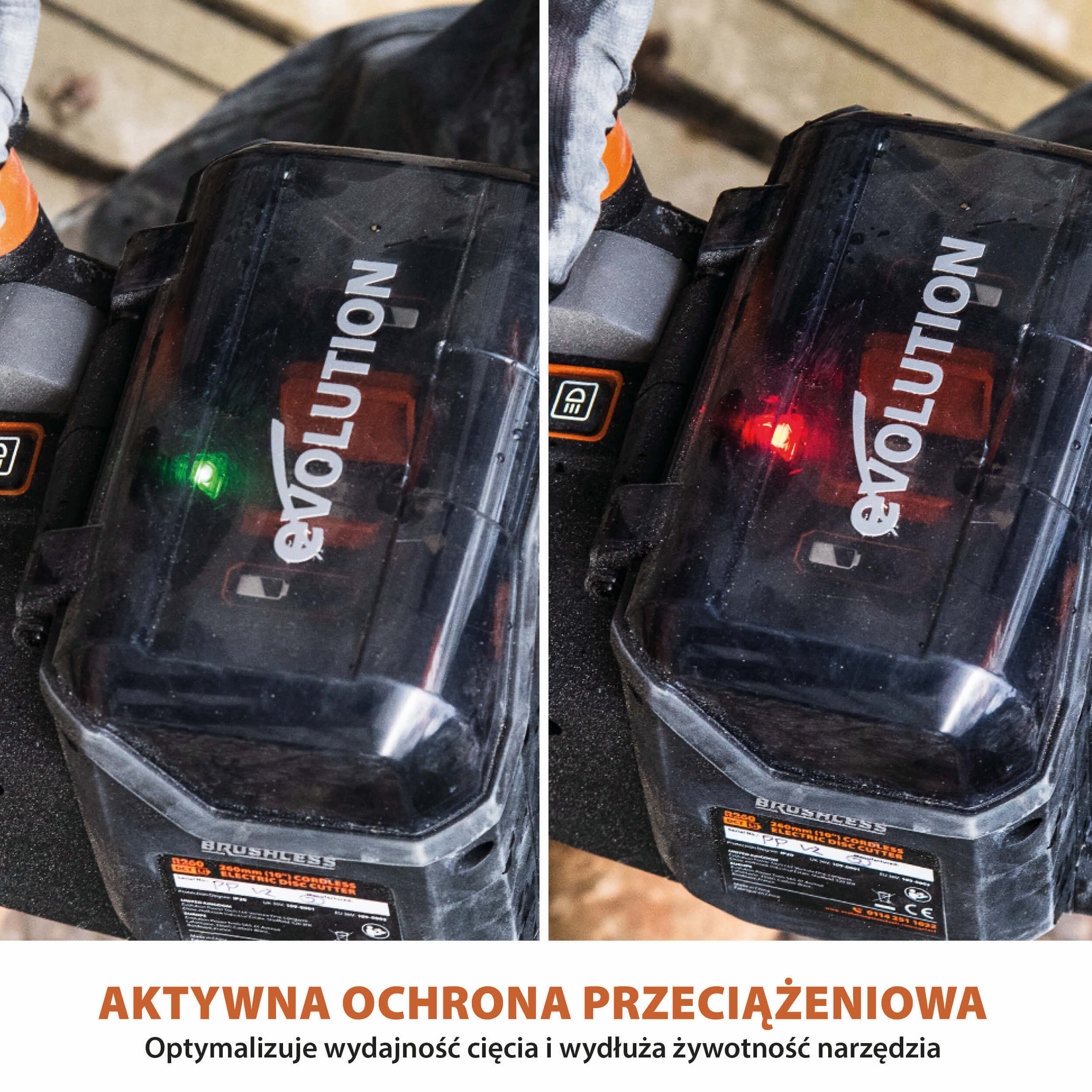 Elektryczna przecinarka tarczowa do betonu Evolution R260DCT-Li z Automatycznym Systemem Zraszania i Akumulatorem