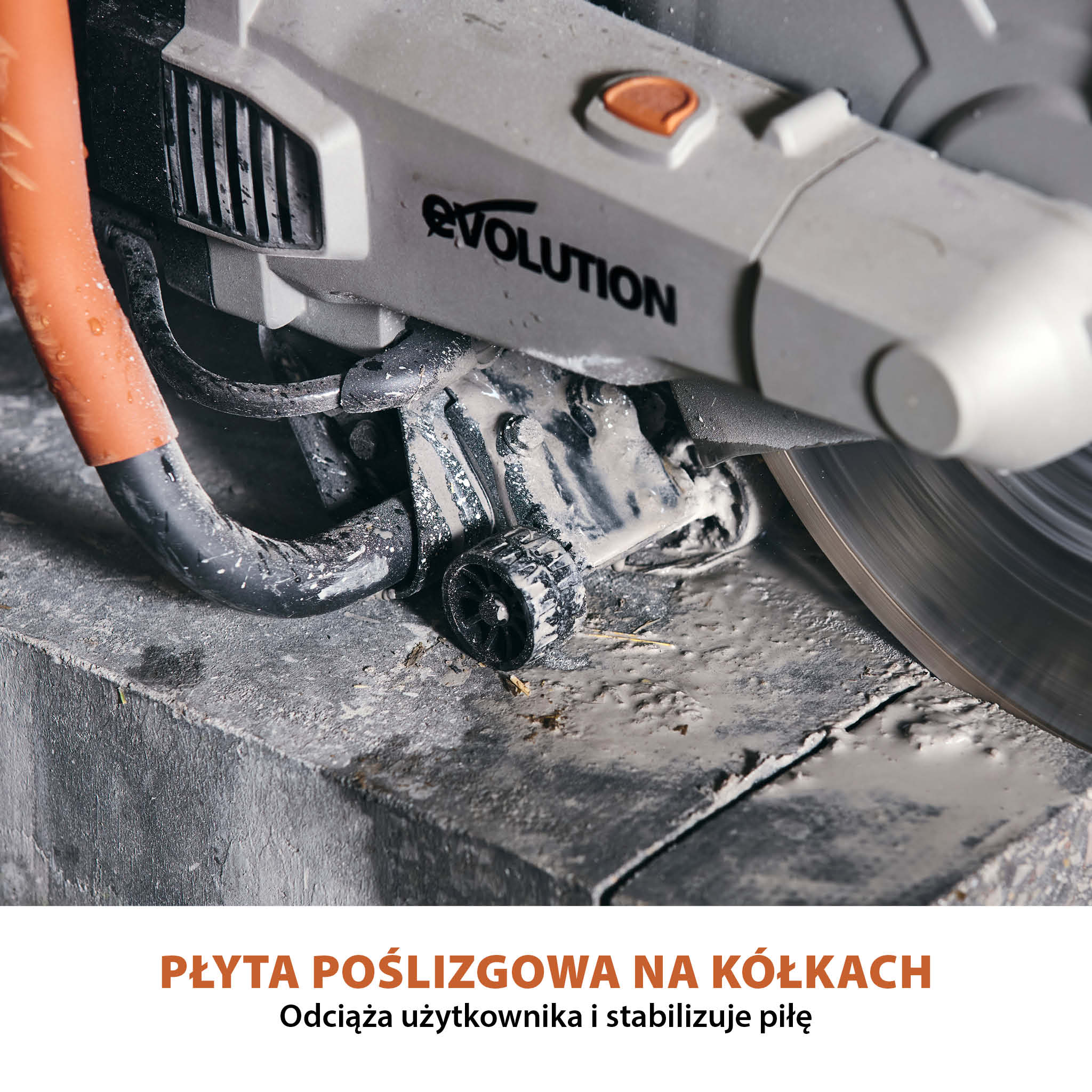 Elektryczna przecinarka tarczowa do betonu Evolution R350DCT 350 mm z ręczną pompą wody