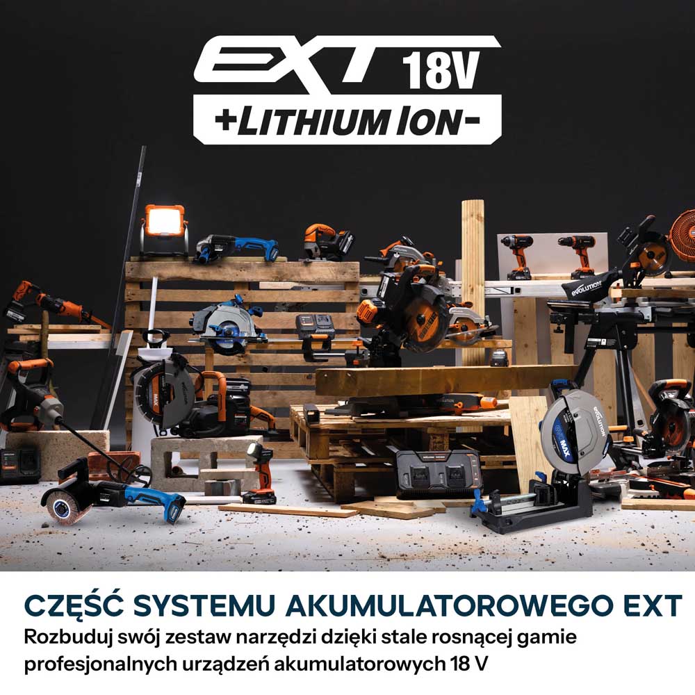 Evolution S165CCS-Li Akumulatorowa pilarka tarczowa do cięcia metalu 165 mm z tarczą Thin Kerf, Głębokość cięcia 58 mm