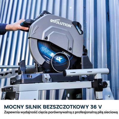 Evolution S355CPS-Li Akumulatorowa przecinarka do metalu 355 mm z bezszczotkowym silnikiem 36V i tarczą EvoMax
